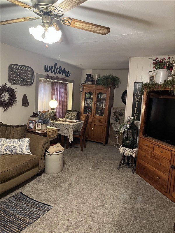 201 N Wentz, Macon, MO 63552 - carpeted living area with ceiling fan