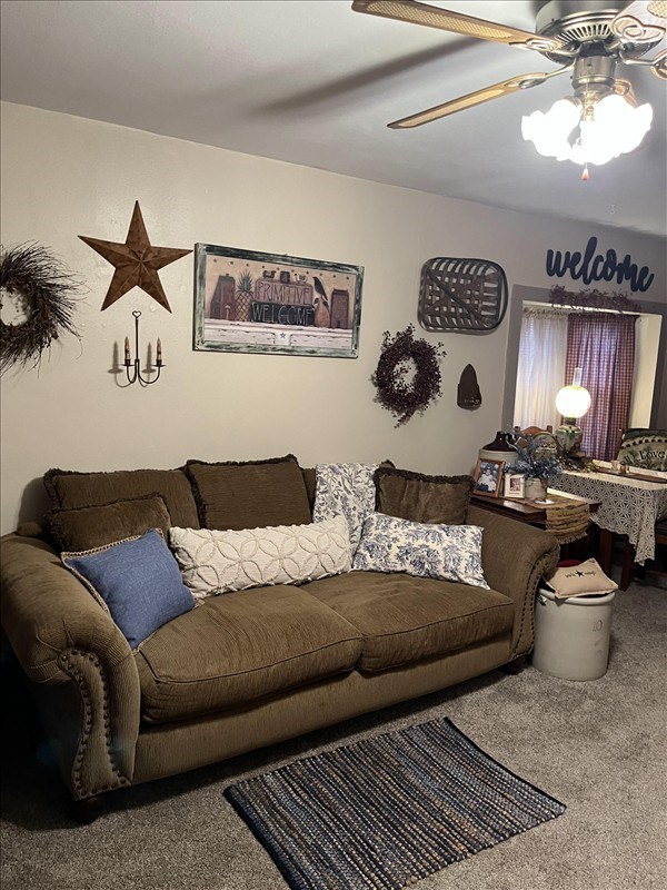 201 N Wentz, Macon, MO 63552 - carpeted living area with ceiling fan