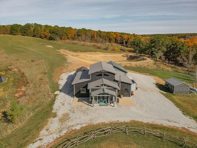 aerial view featuring a rural view