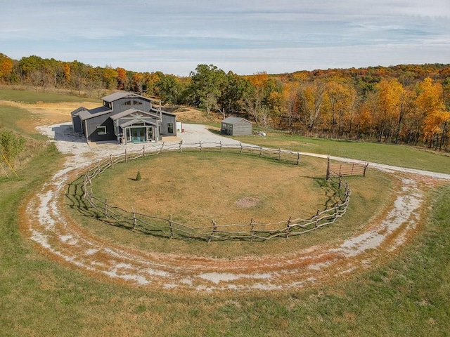 bird's eye view featuring a rural view