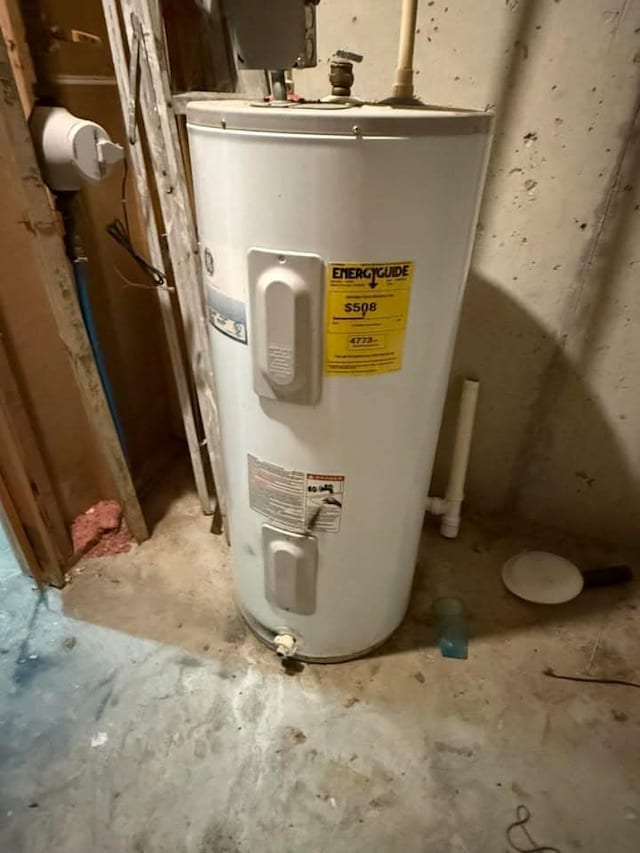 utility room with electric water heater