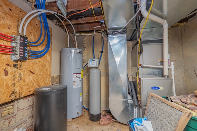 utility room with electric water heater