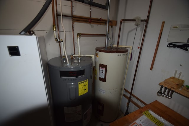 utility room with water heater