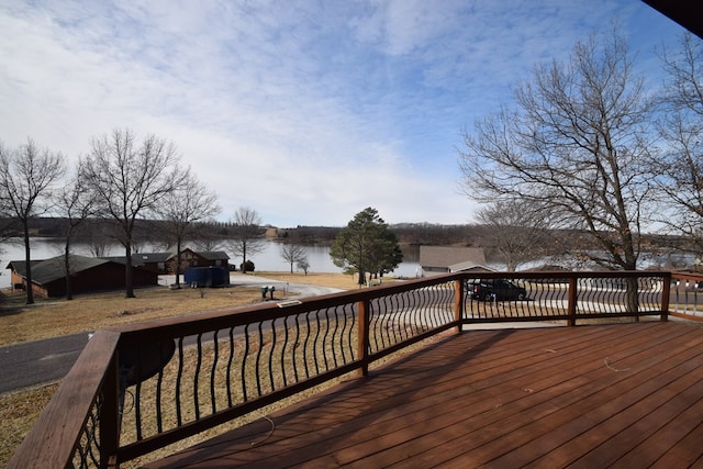 deck with a water view