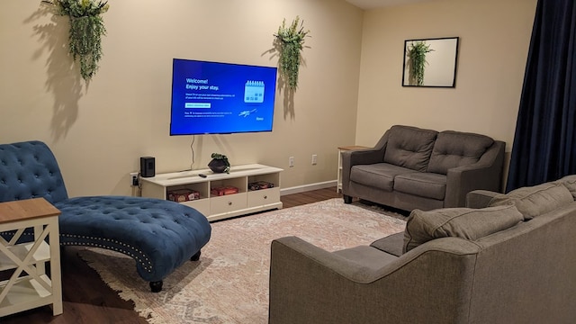 living room with hardwood / wood-style floors