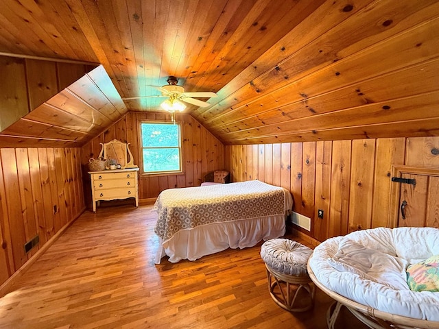 64234 Hwy 6, Green Castle, MO 63544 - bedroom featuring wood finished floors, wooden walls, vaulted ceiling, and wood ceiling
