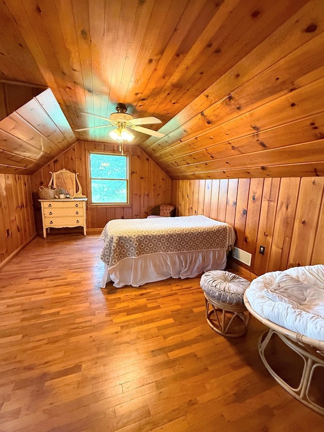 64234 Hwy 6, Green Castle, MO 63544 - bedroom featuring hardwood / wood-style floors, wooden walls, lofted ceiling, and wooden ceiling