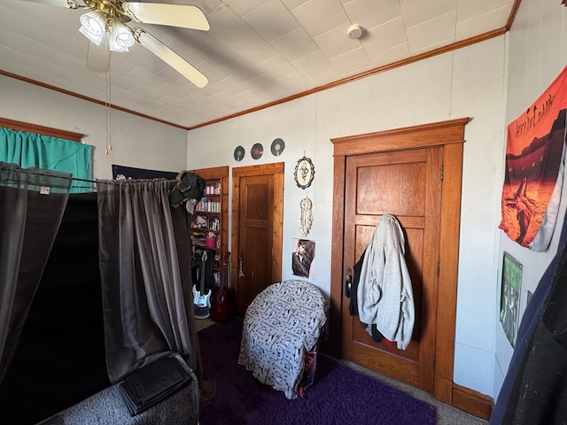 616 E Jefferson St, Kirksville, MO 63501 - bedroom featuring ceiling fan and crown molding