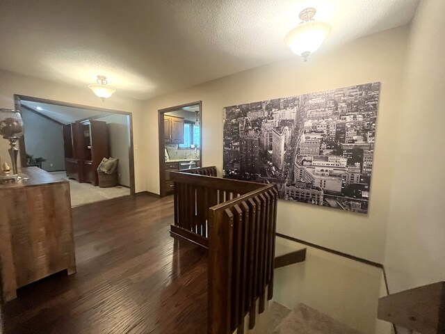 interior space with dark wood-style flooring