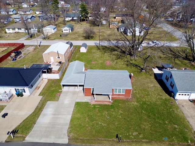 birds eye view of property with a residential view