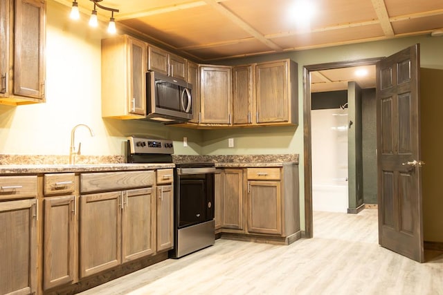 kitchen featuring sink, stainless steel appliances, and light hardwood / wood-style floors