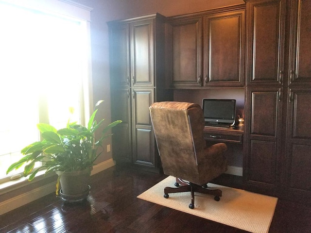 office space featuring dark hardwood / wood-style floors