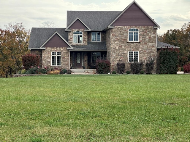 view of front of property with a front lawn