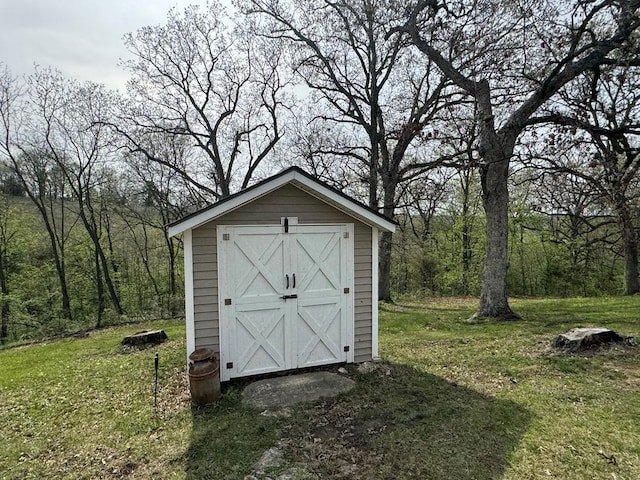 53895 E 3rd St, Milan, MO 63556 - view of shed featuring a forest view