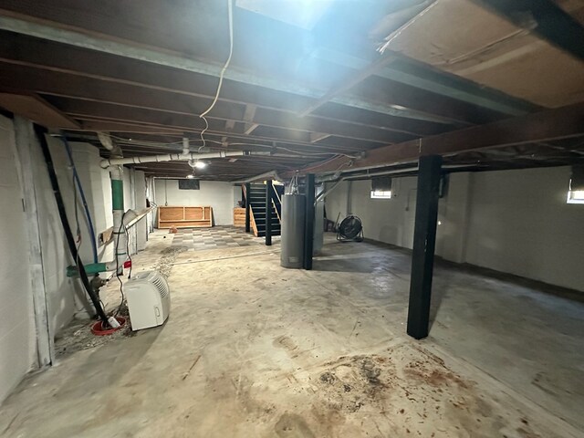 basement featuring stairway