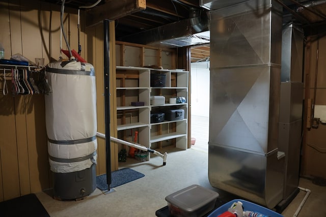 basement with heating unit