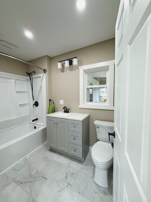 120 W Caldwell St, La Plata, MO 63549 - full bathroom featuring  shower combination, marble finish floors, and vanity