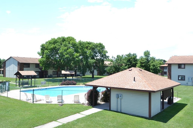 206 Woodwinds Ct, Kirksville, MO 63501 - pool with a gazebo, a lawn, and fence