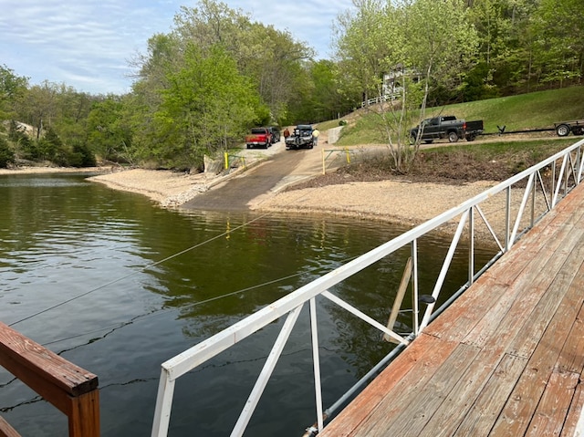 dock area featuring a water view