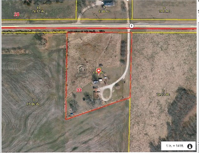 24240 State Highway T, Excello, MO 65247 - aerial view of property's location with property parcel outlined