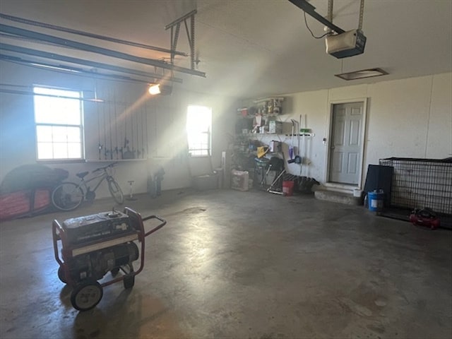 garage with a garage door opener