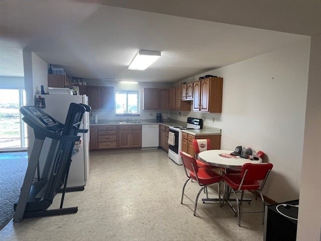 kitchen with white appliances and sink