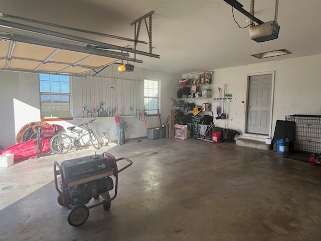 garage with a garage door opener