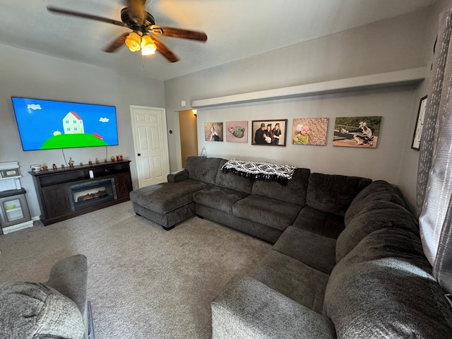 1203 E Randolph St, Kirksville, MO 63501 - living room featuring a ceiling fan and carpet floors