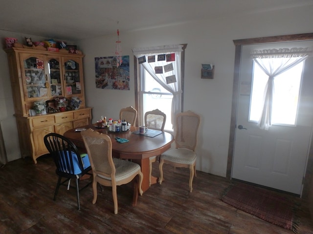 dining space featuring dark hardwood / wood-style floors