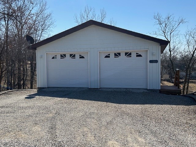 view of detached garage