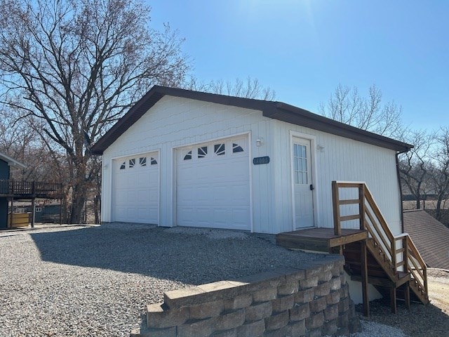 view of detached garage