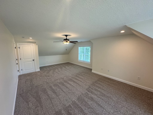 22585 State Highway K, Novinger, MO 63559 - bonus room featuring ceiling fan, a textured ceiling, vaulted ceiling, carpet, and recessed lighting