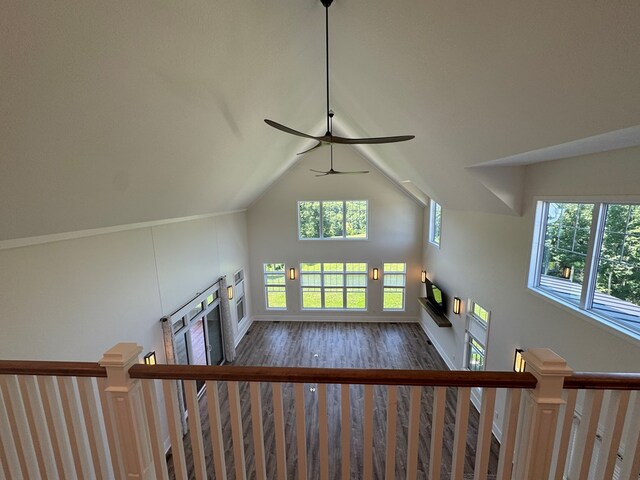 22585 State Highway K, Novinger, MO 63559 - living room with lofted ceiling, wood finished floors, healthy amount of natural light, and ceiling fan