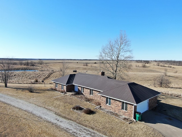 aerial view with a rural view