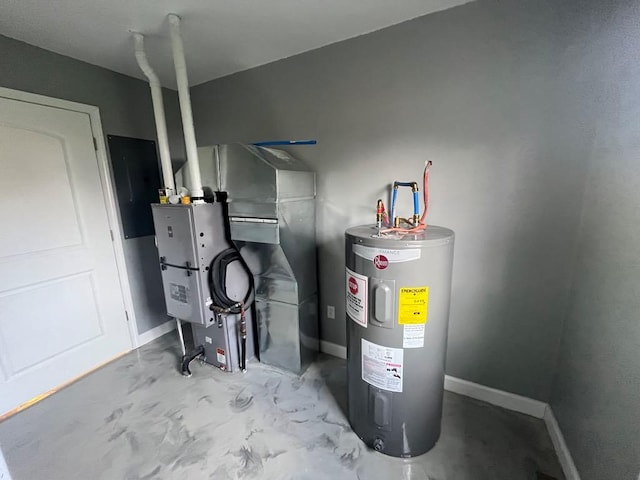 utility room featuring water heater