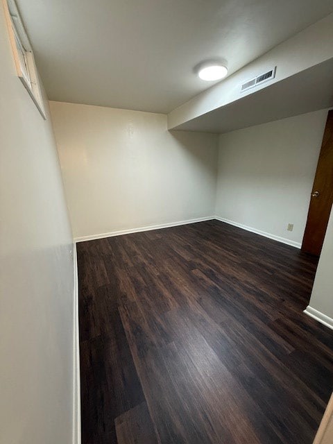 unfurnished room featuring dark hardwood / wood-style flooring