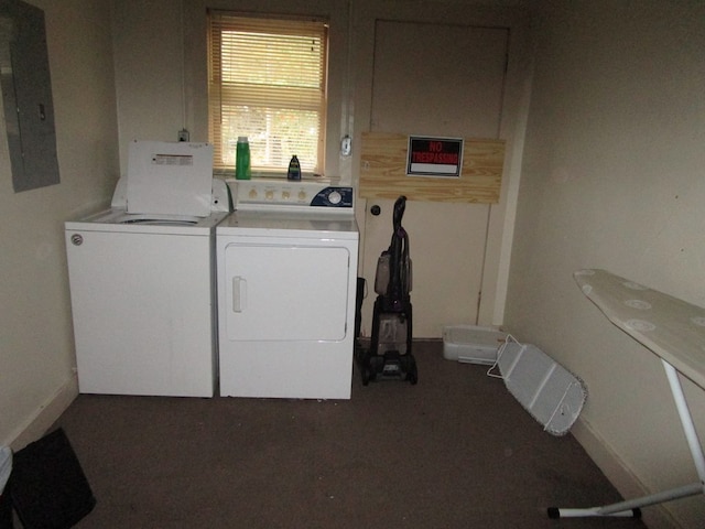 laundry area featuring electric panel and independent washer and dryer