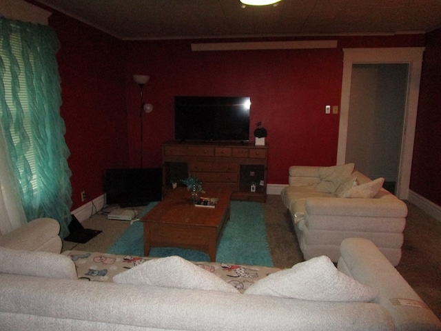 living room with carpet flooring