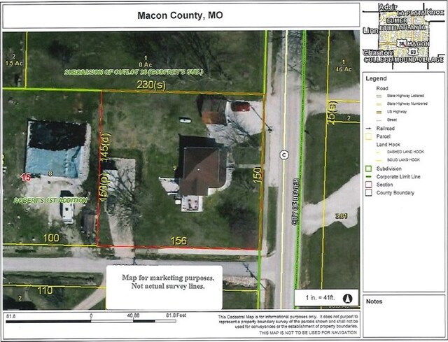 411 S Macon St, Bevier, MO 63532 - aerial overview of property's location