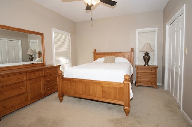 2110 Woodcrest Dr, Chillicothe, MO 64601 - bedroom featuring light colored carpet and ceiling fan