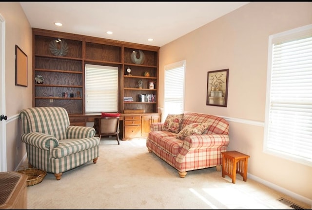 2110 Woodcrest Dr, Chillicothe, MO 64601 - sitting room featuring light colored carpet, recessed lighting, and baseboards