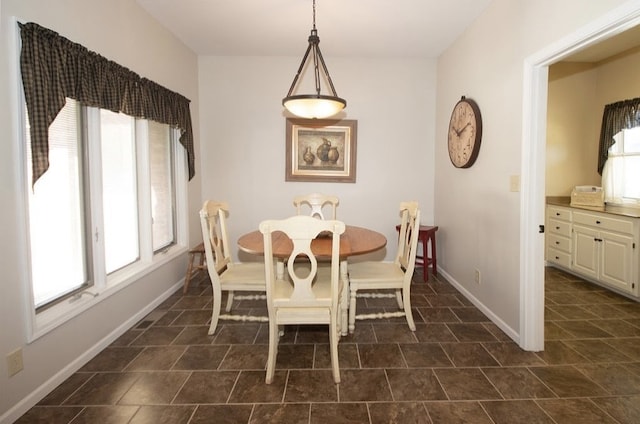 2110 Woodcrest Dr, Chillicothe, MO 64601 - dining space with plenty of natural light, baseboards, and dark tile patterned floors