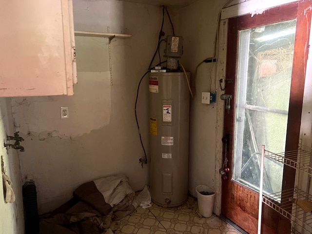 utility room featuring electric water heater