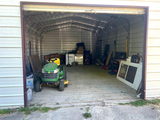 garage with a carport