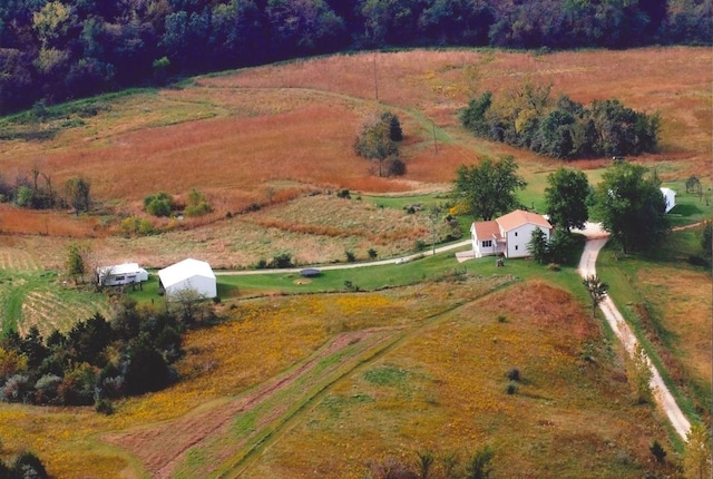 bird's eye view with a rural view