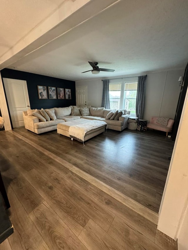 501 SE State St, Milan, MO 63556 - living room featuring ceiling fan and wood-type flooring