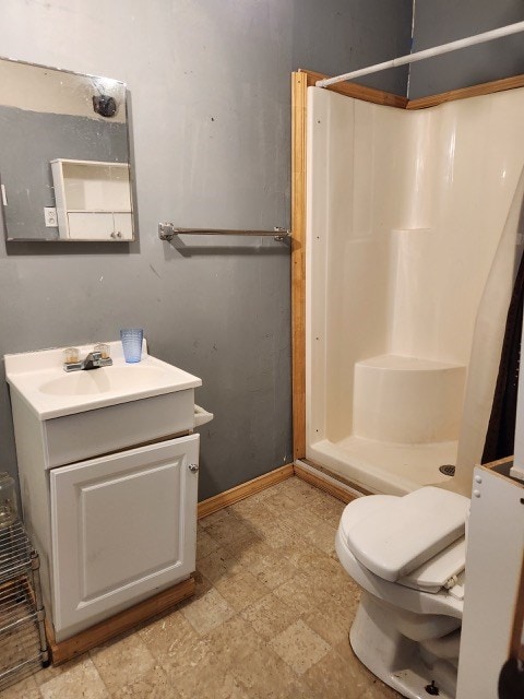 605 High St, Linneus, MO 64653 - bathroom with a stall shower, vanity, and tile patterned floors