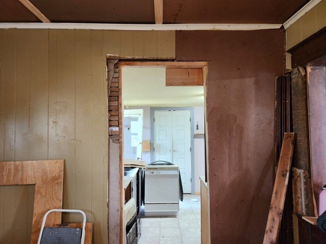 605 High St, Linneus, MO 64653 - kitchen with wooden walls and light flooring