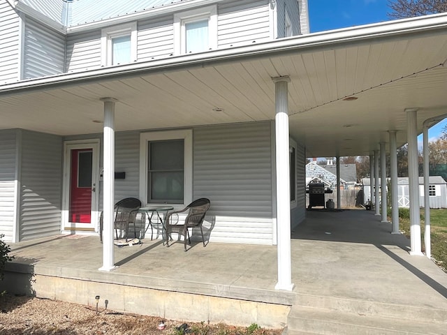 view of patio featuring covered porch