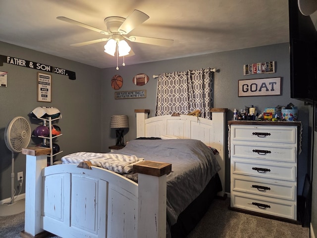1701 Boyd, Chillicothe, MO 64601 - bedroom featuring dark carpet and a ceiling fan